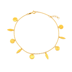 Gold Luna Disc & Leaf Bracelet