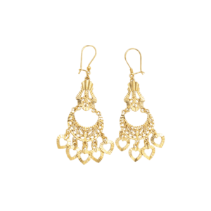Gold Sultana Heart Chandeliers Earring