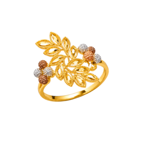 Gold Three-Tone Botanical Ring