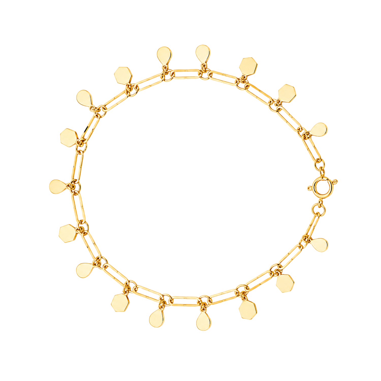 6 Gold Hexagon Charm Bracelet