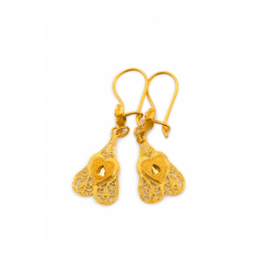Gold Twin Heart Drop Earrings