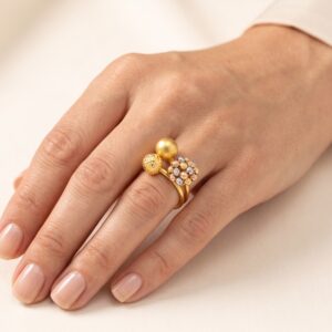 Gold Tri-Colour Lunar Bloom Ring