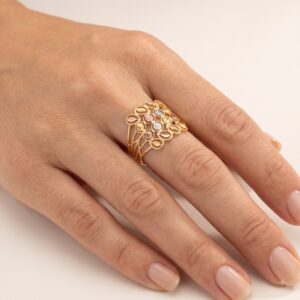 Gold Tricolor Petal Ring