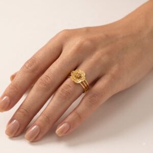 Gold Sunburst Flower Ring