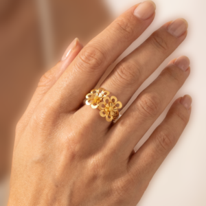 Gold Double Bloom Garden Ring