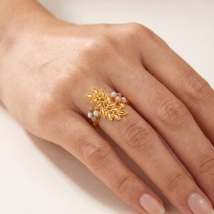 Gold Three-Tone Botanical Ring